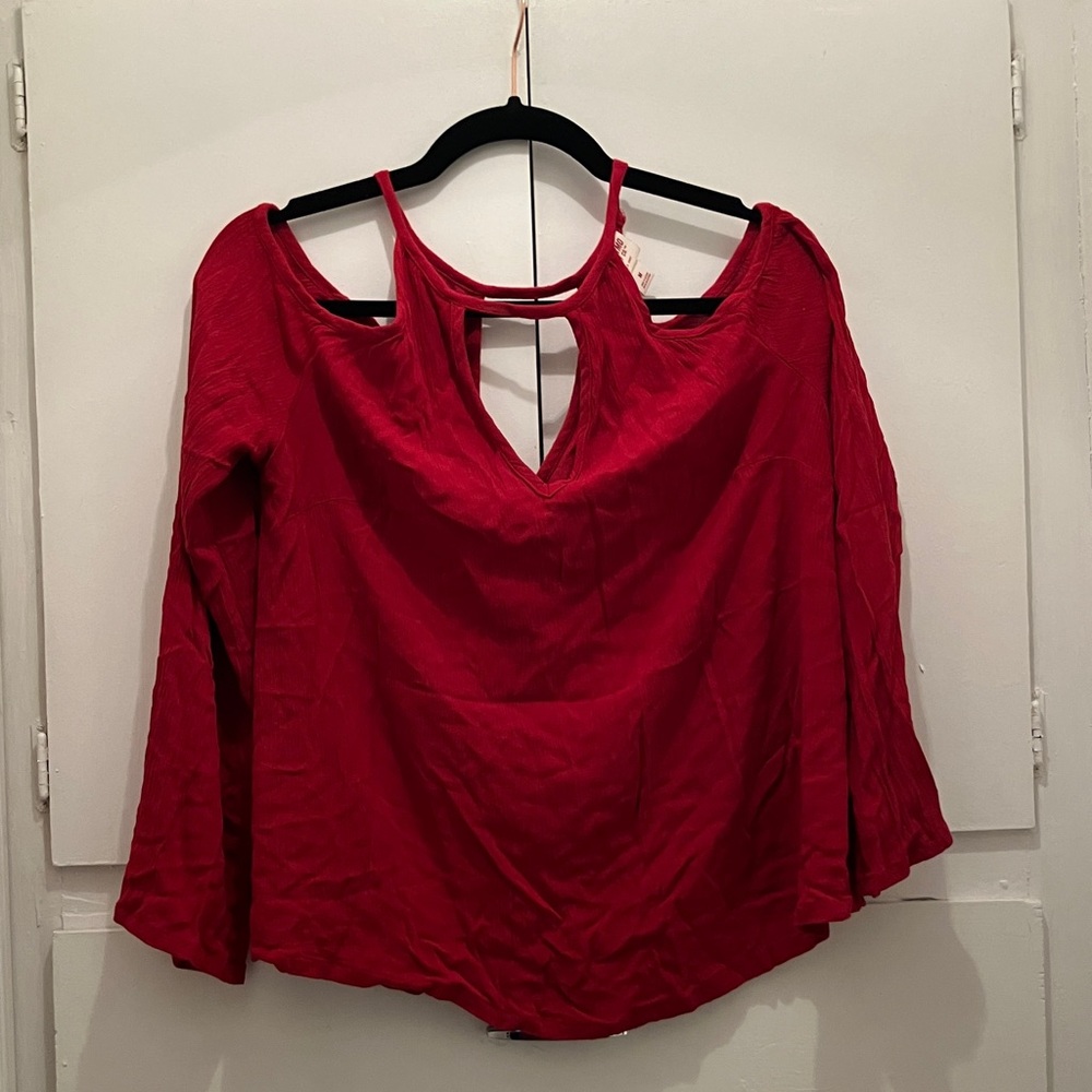 Mossimo Supply Co. Red Cut-Out Blouse